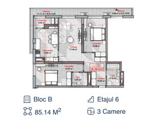 Apartament cu 3 camere, 85 m², Râșcani, Chișinău foto 3