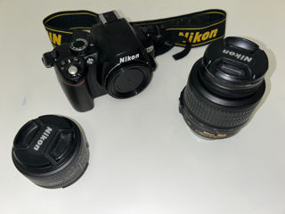 Nikon D60 set (cu obiectiv standard) plus obiectiv pentru portrete + tripod cadou foto 2