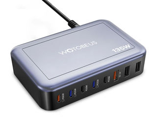 GaN Зарядка на 8 USB-портов с 135W foto 1