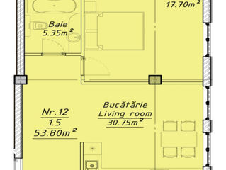 Apartament cu 1 cameră, 54 m², Buiucani, Chișinău foto 3