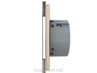 Блок сенсорных выключателей Ливоло: одноклавишный + двухклавишный, стекло золотое фото 3