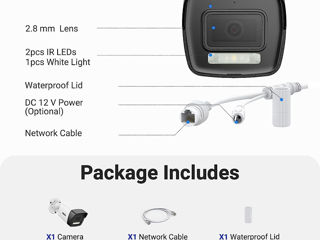 Cameră CCTV PoE ANNKE AC500 3K cu reflectoare, Cameră IP de securitate cu fir pentru exterior foto 3