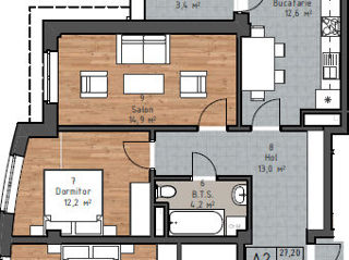 Apartament cu 2 camere, 60 m², Centru, Ialoveni foto 2