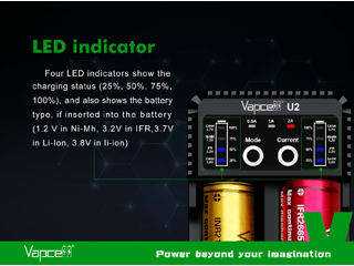 Vapcell U2 - încărcător universal pentru 2 baterii NiMH/Ni-Cd/Li-ion/LiFePO4 cu curent selectabil și foto 16