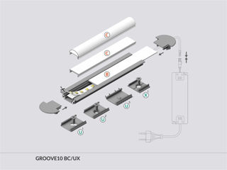 Profil din aluminiu pentru mortare GROOVE 10 pentru banda LED - anodizat 2m - set complet foto 10