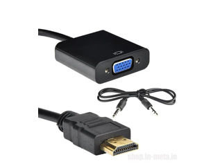 HDMI to VGA + Audio, Adapter 1080P Digital to Analog Video + Audio For PC Laptop Tablet foto 1