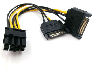 Кабель-переходник дополнительного питания видеокарты SATA (2x) -> PCI-e 8Pin =75лей