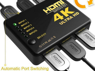 5 каналов. 4k HDMI адаптер, коммутатор, сплиттер. foto 2