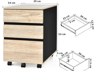 Tumbă pentru documente mobilă cu 3 sertare pentru birou foto 6
