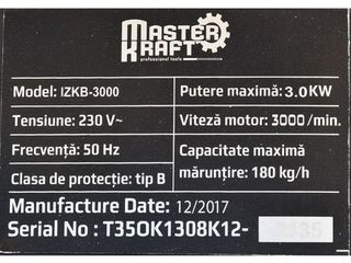 Tocator furaje Master Kraft IZKB-3000/Зернодробилка/Garantie/Livrare Gratuita/1300 lei foto 3