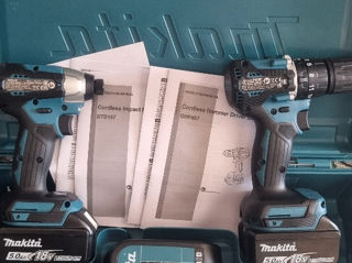 Makita  dlx 2414 набор шуруповёрт,  импакт, 2 батареи на 5 ампер зарядное и кейс foto 1