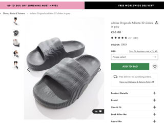 Adidas Originals Adilette 22 Sliders In Grey - Оригинал! foto 5