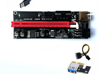 6X PCI-E Riser Card PCIe Rig 1x to 16x USB 3.0 Data Cable Bitcoin Mining VER009S