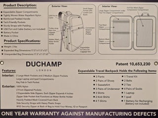 Duchamp London - Rucsac Extensibil NOU NEW foto 4