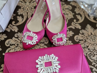 Pantofi în set cu clutch fucsia marimea 39 foto 2