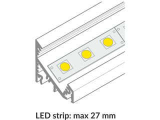 Profil din aluminiu de colt CORNER 27 pentru banda LED - anodizat 2 metri - set complet Profilul LED foto 8