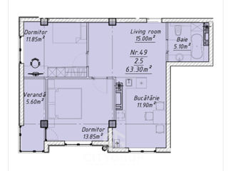 Apartament cu 2 camere, 63 m², Buiucani, Chișinău foto 2