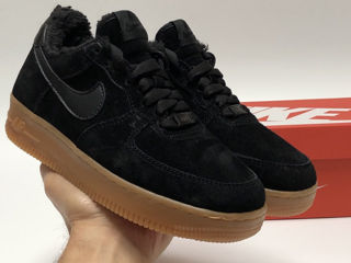 Nike Air Force 1 Low Suede Black Gum cu blana / с мехом foto 7