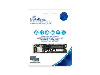 SSD MediaRange Internal M.2 2280, NVMe PCIe 3.1 x4 20 Гбит/с, 1 ТБ, черный