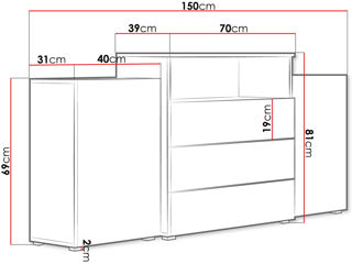 Tumba stilată Bratex 150x31 foto 3