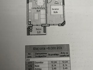 Ap. 1 cam., 43 м², 2/12 et.