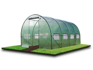 Sera 4x2.5x2 m,tip tunel, pentru gradina, folie cu protectie UV4, ferestre, verde  - Electron.md foto 2