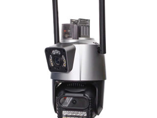 Камера видеонаблюдения с шумо-свето сигнализацией с двумя линзами по 3 мегапикселя.