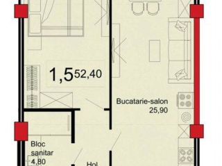 Apartament cu 1 cameră, 53 m², Telecentru, Chișinău foto 5