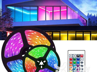 RGB banda led 5 metre+transformator+telecomanda-complect 250 lei. foto 2