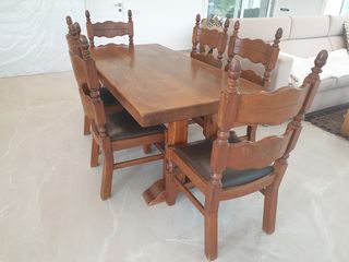 Masa cu 6 scaune,lemn masiv. foto 5