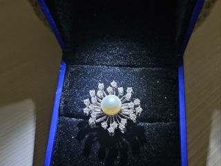 Inel cu diamante și perla naturală
