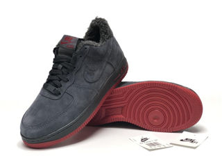 Nike Air Force 1 Low Suede Grey/Red cu blana / с мехом foto 4