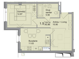 Apartament cu 1 cameră, 47 m², Periferie, Trușeni, Chișinău mun. foto 14