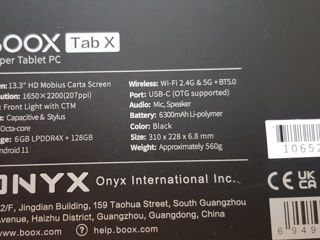Планшетный компьютер для работы с текстами Onyx Boox Tab X E-Paper 13.3" Wi-Fi,Bt,6Gb/128Gb foto 5