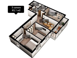 Apartament cu 3 camere, 83 m², Râșcani, Chișinău foto 16