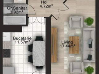 Apartament cu 1 cameră, 43 m², Buiucani, Chișinău foto 2