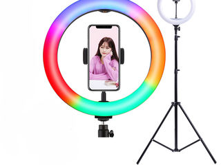 Lampa inelara RGB cu tripeda, Кольцевая лампа с штативом +CADOU foto 1