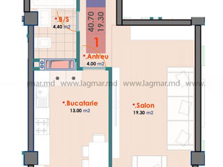 Apartament cu 1 cameră, 39 m², Centru, Chișinău foto 5
