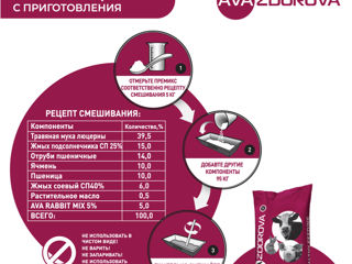 Premix pentru iepuri din ziua a 20-a si iepuri mama AVA Rabbit MIX 5% foto 3