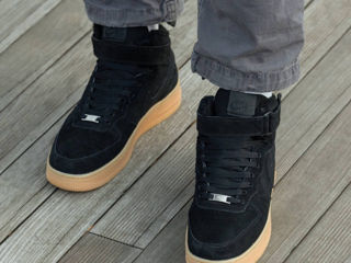 Nike Air Force 1 High Suede Black Gum cu blana / с мехом foto 8