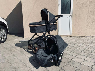 Carucior 2 in 1 transformabil Moni Midas Black + Scoica auto 0-13kg Moni Thira Black