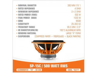 SUBWOOFER SP-15C - 500W RMS foto 2