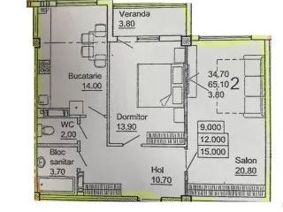 Apartament cu 2 camere, 74 m², Ciocana, Chișinău foto 3