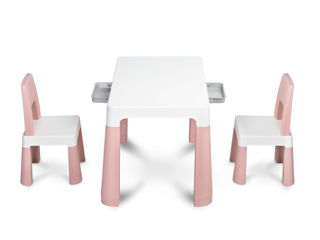 Toyz Monti Set masuta cu 2 scaunele din plastic, roz