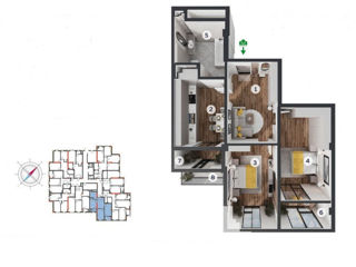 Apartament cu 2 camere, 62 m², Centru, Codru, Chișinău mun. foto 2