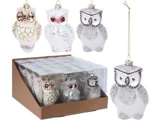Decoratiune Pentru Brad Din Sticla "Bufnita" 9X6Cm, 3 Modele