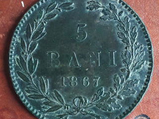 5 Bani. 1867 (Carol - I) foto 3