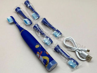 Детская электрическая зубная щетка  на аккумуляторе +5 насадок в подарок! foto 10