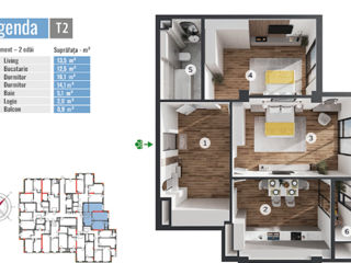 Apartament cu 2 camere, 65 m², Periferie, Codru, Chișinău mun. foto 4