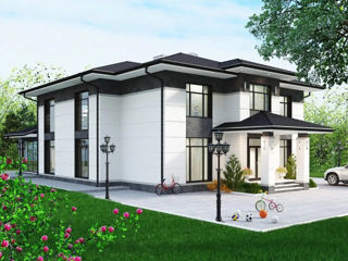 Casă de locuit individuală cu 2 niveluri / stil modern / 190m2 / proiecte / arhitecți / 3D/ renovări foto 3